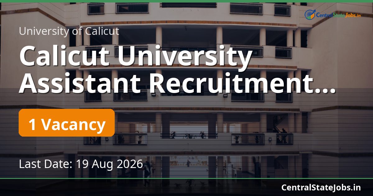 Calicut University Assistant Recruitment 2026