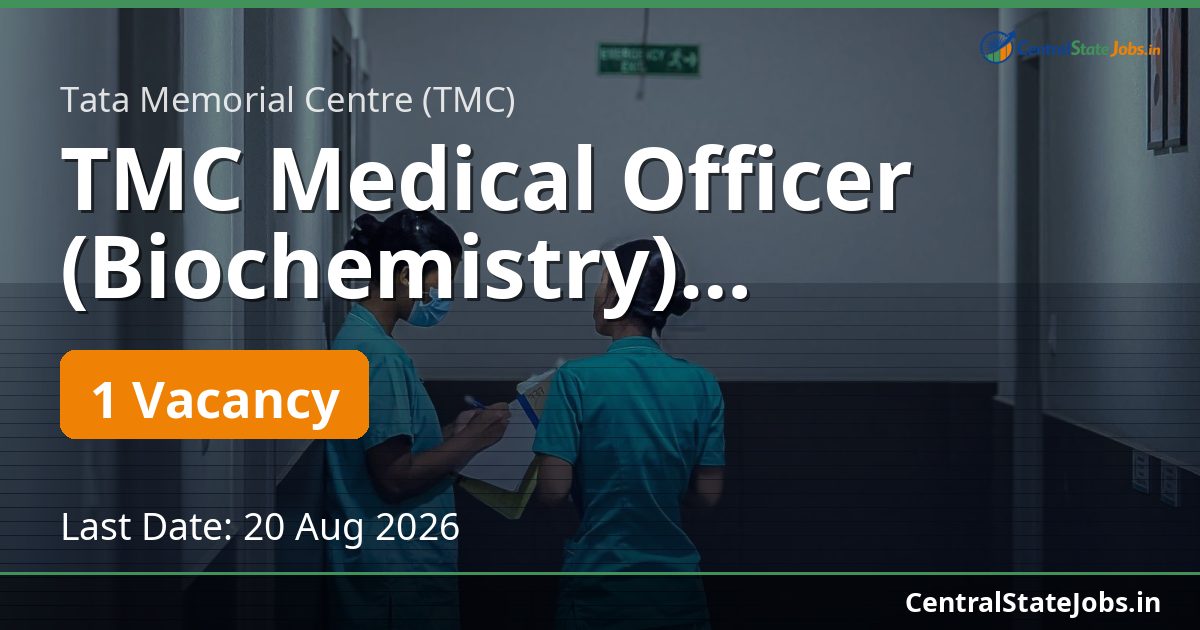 TMC Medical Officer (Biochemistry) Recruitment 2026