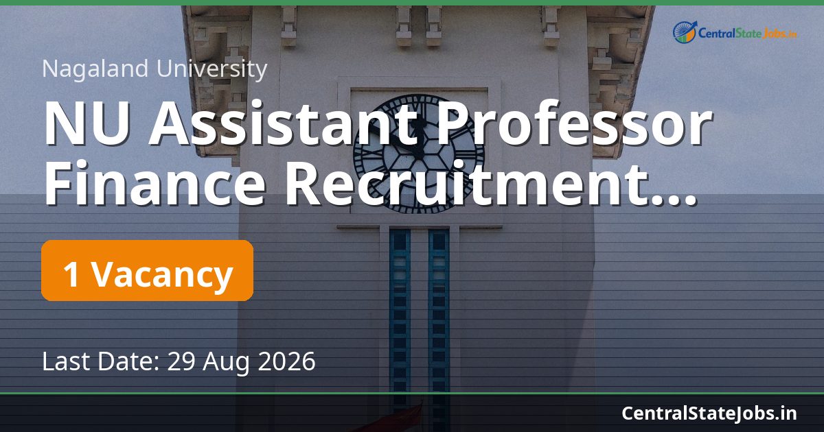 NU Assistant Professor Finance Recruitment 2026