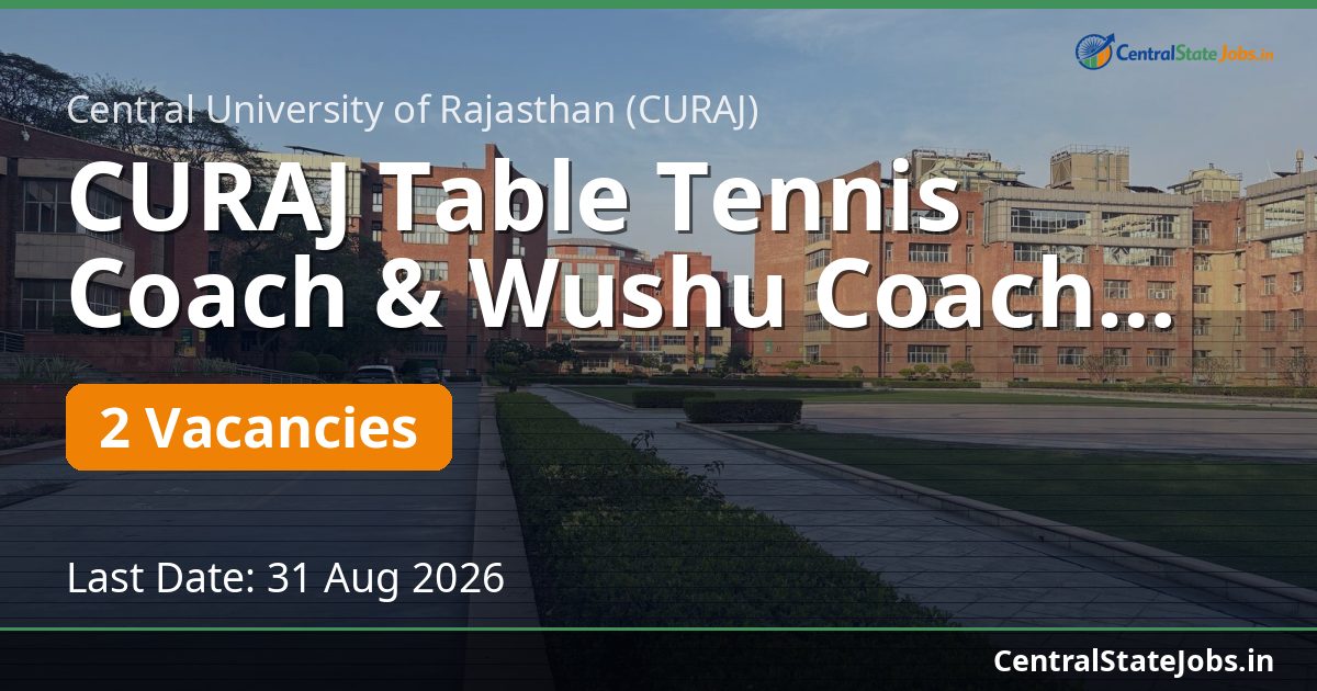 CURAJ Table Tennis Coach & Wushu Coach Recruitment 2026