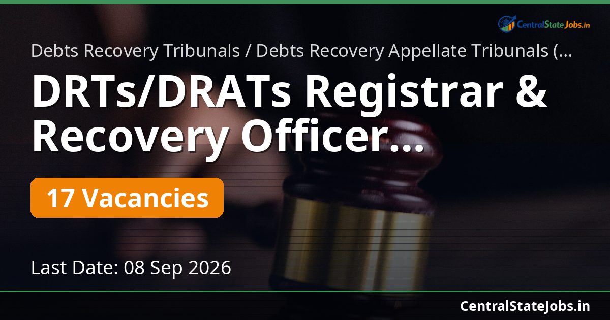 DRTs/DRATs Registrar & Recovery Officer Recruitment 2026