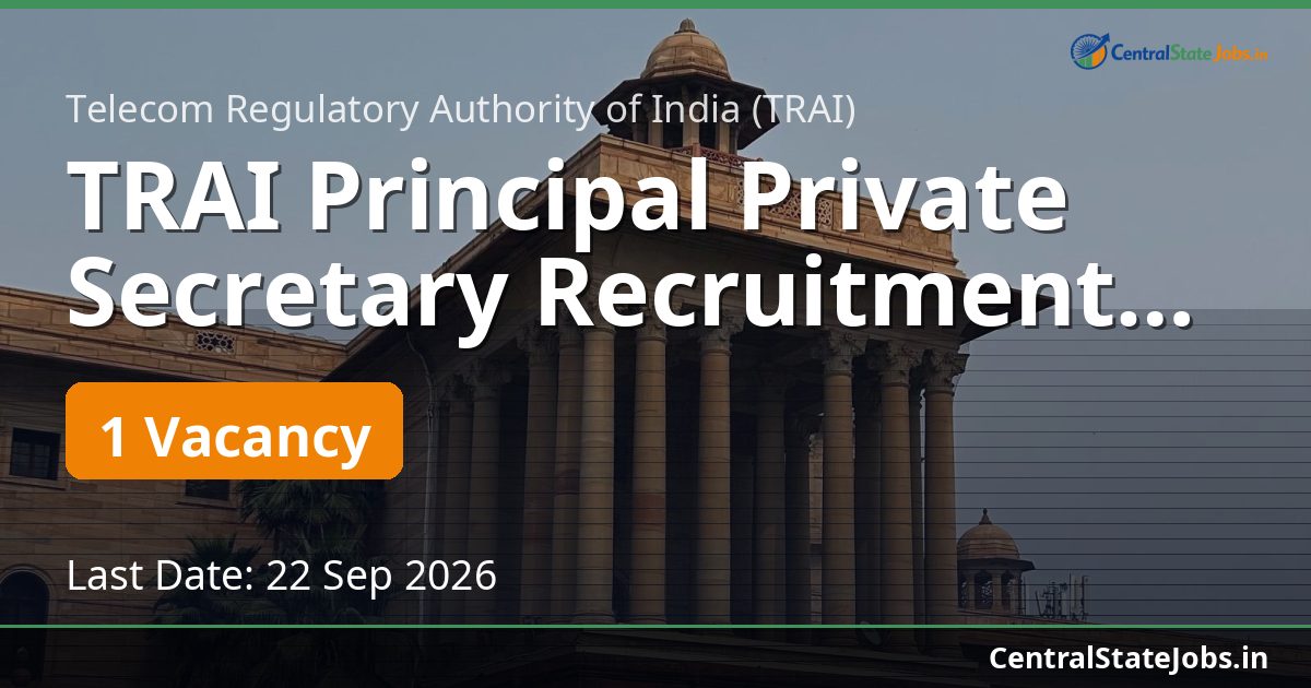 TRAI Principal Private Secretary Recruitment 2026