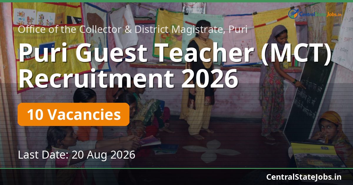 Puri Guest Teacher (MCT) Recruitment 2026