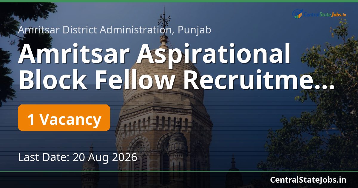 Amritsar Aspirational Block Fellow Recruitment 2026
