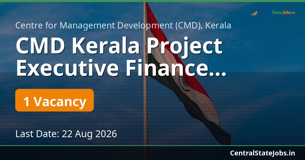 CMD Kerala Project Executive Finance Recruitment 2026