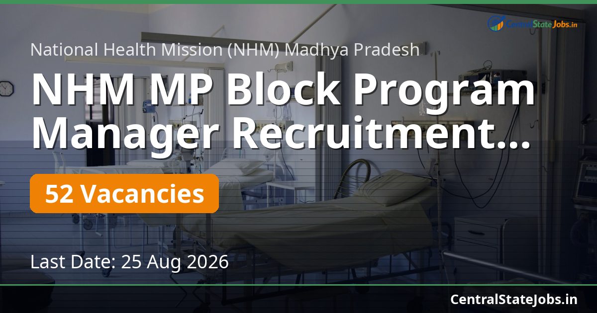 NHM MP Block Program Manager Recruitment 2026 — 52 Vacancies