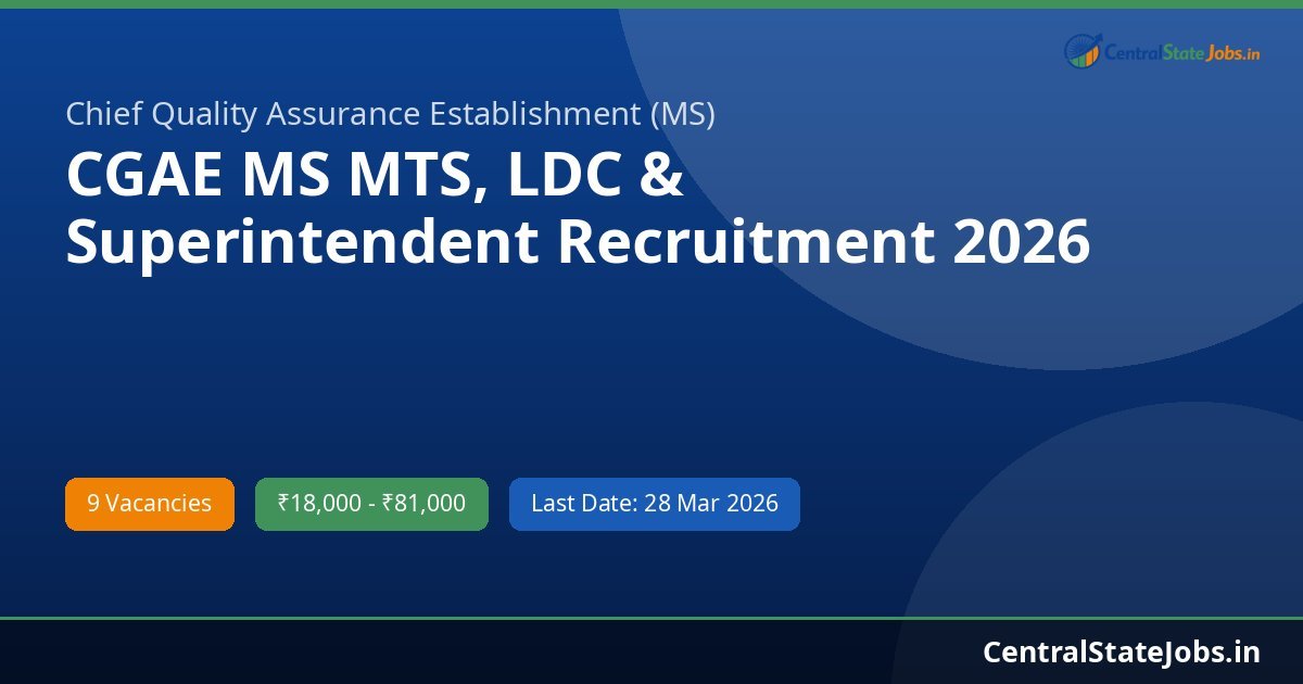 CGAE MS MTS, LDC & Superintendent Recruitment 2026