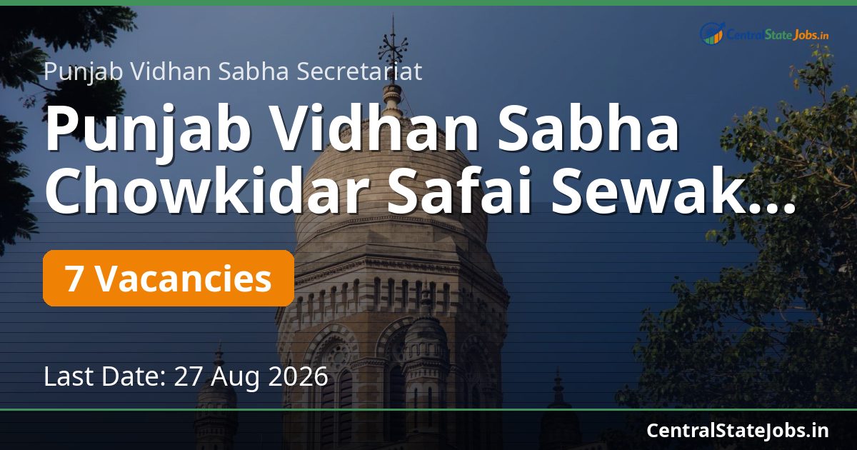 Punjab Vidhan Sabha Chowkidar Safai Sewak Recruitment 2026
