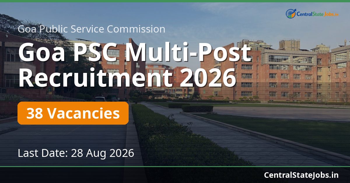Goa PSC Multi-Post Recruitment 2026 — 38 Vacancies
