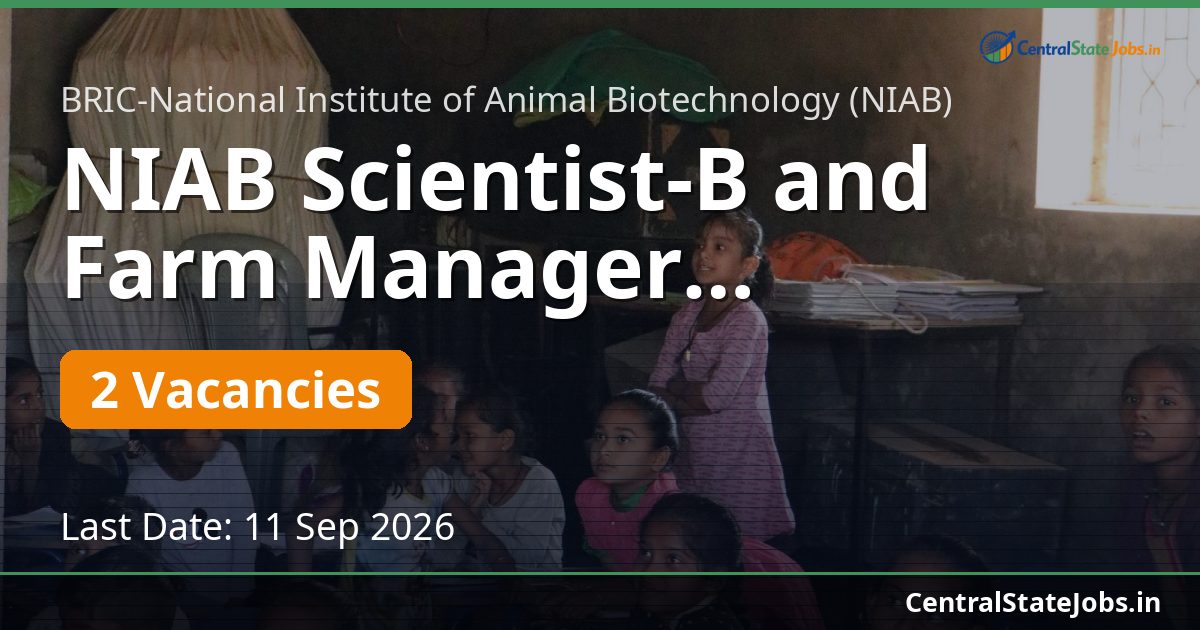 NIAB Scientist-B and Farm Manager Recruitment 2026