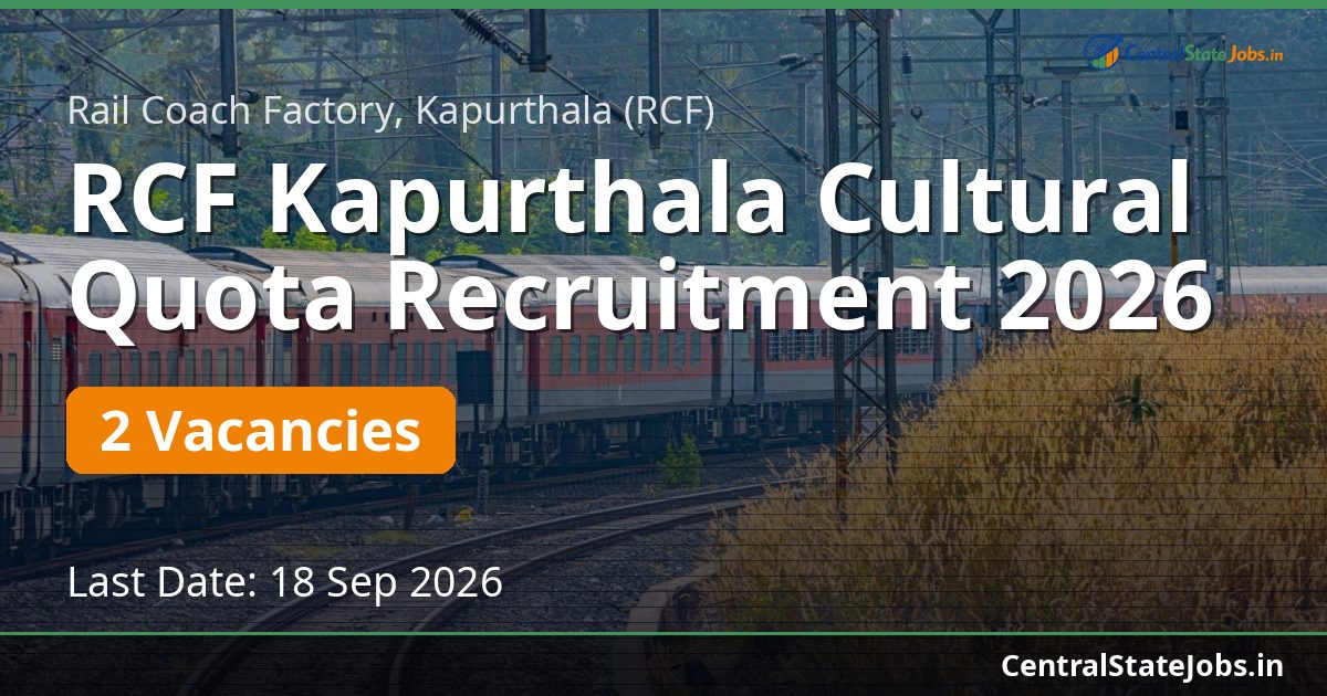 RCF Kapurthala Cultural Quota Recruitment 2026