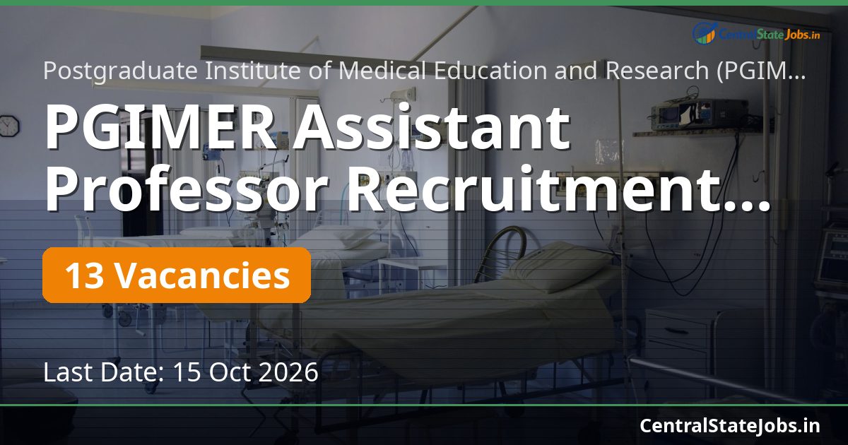 PGIMER Assistant Professor Recruitment 2026