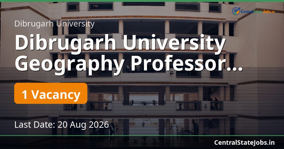 Dibrugarh University Geography Professor Recruitment 2026