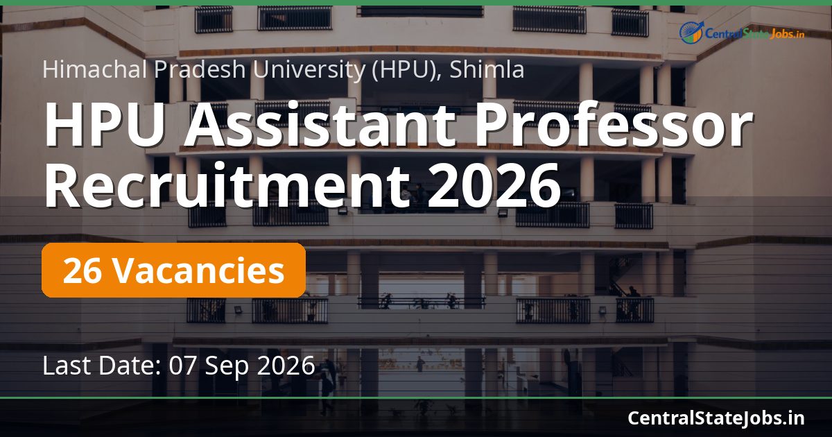 HPU Assistant Professor Recruitment 2026