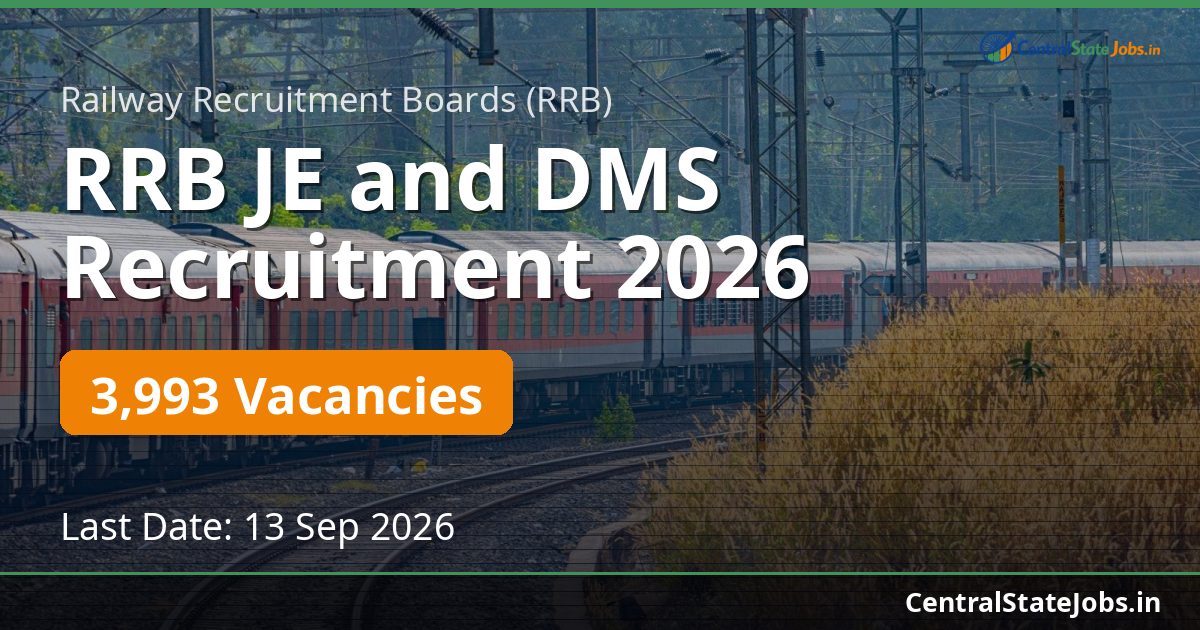 RRB JE and DMS Recruitment 2026 — 3993 Vacancies