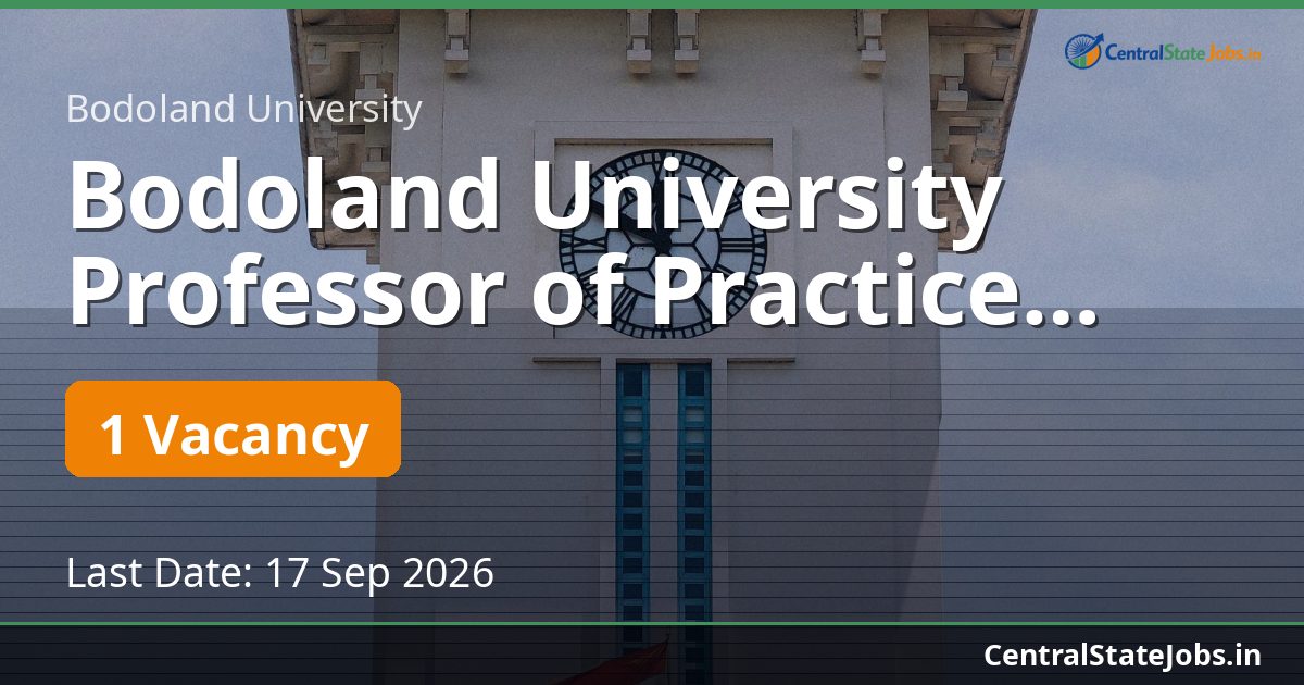 Bodoland University Professor of Practice Recruitment 2026