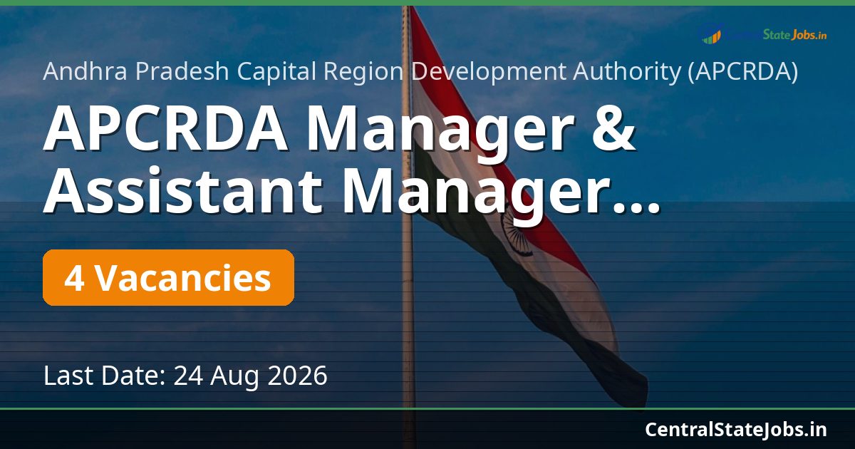 APCRDA Manager & Assistant Manager Recruitment 2026