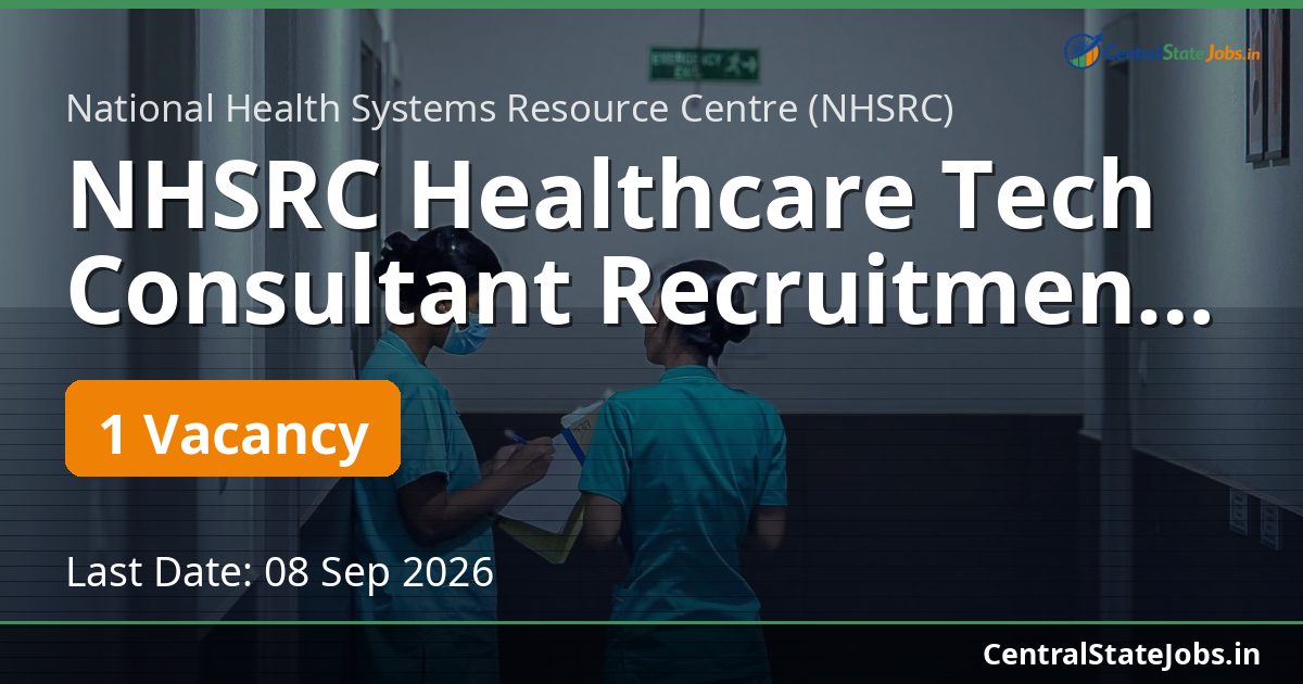 NHSRC Healthcare Tech Consultant Recruitment 2026