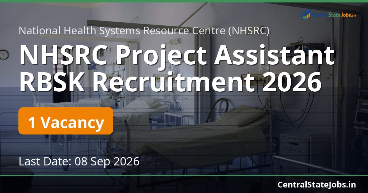 NHSRC Project Assistant RBSK Recruitment 2026