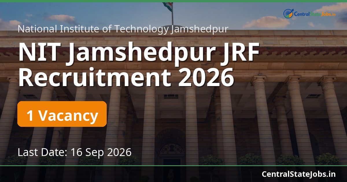 NIT Jamshedpur JRF Recruitment 2026