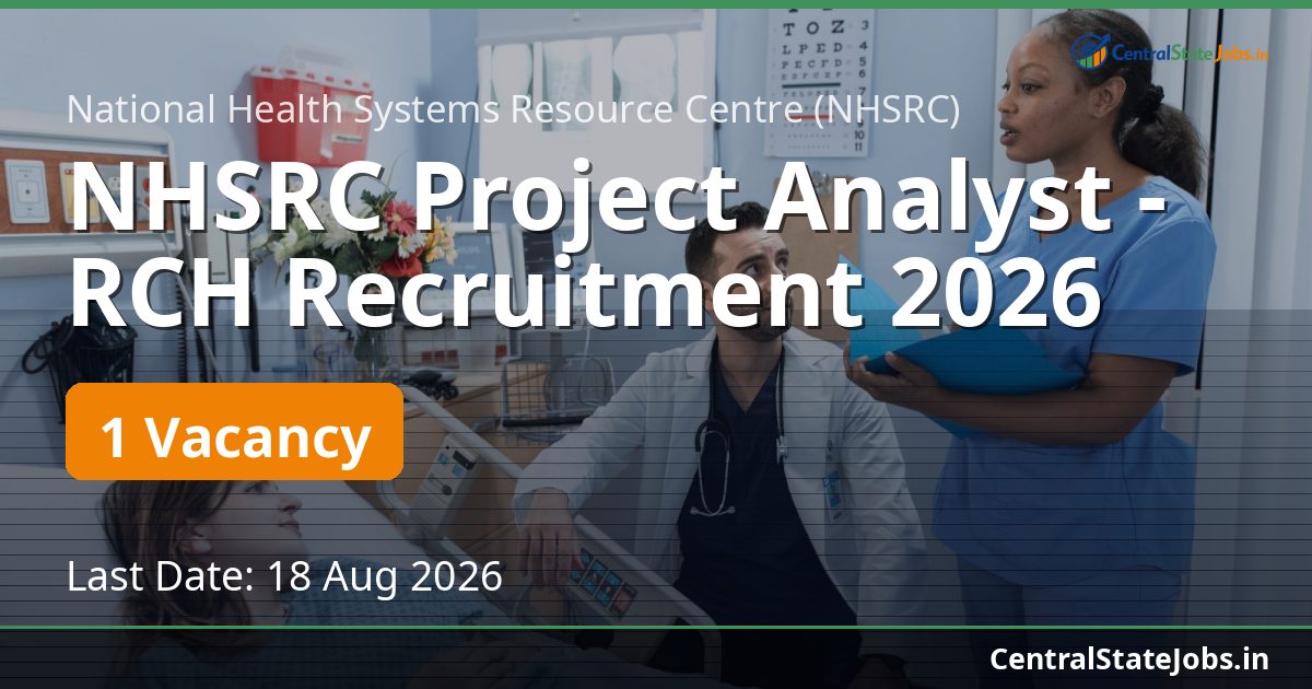 NHSRC Project Analyst - RCH Recruitment 2026