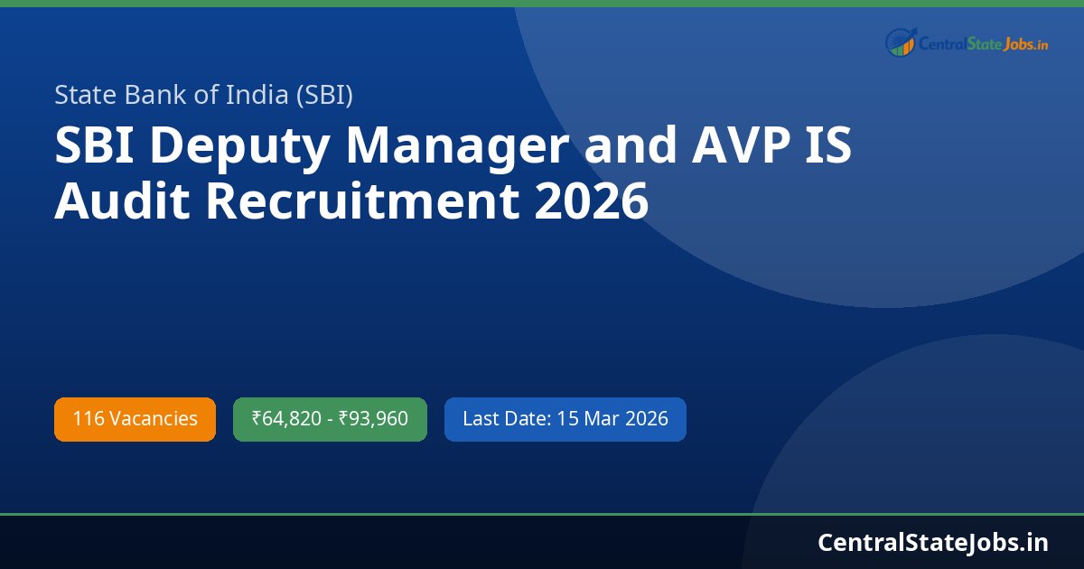 SBI Deputy Manager and AVP IS Audit Recruitment 2026