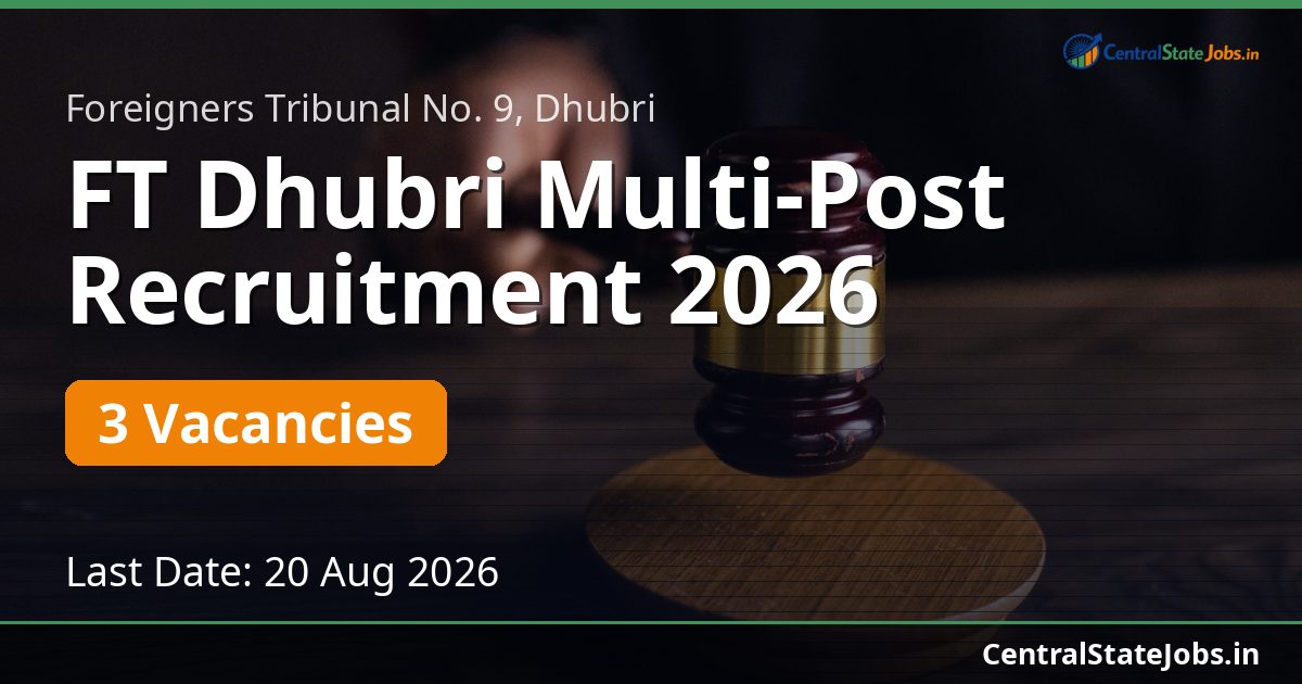 FT Dhubri Multi-Post Recruitment 2026
