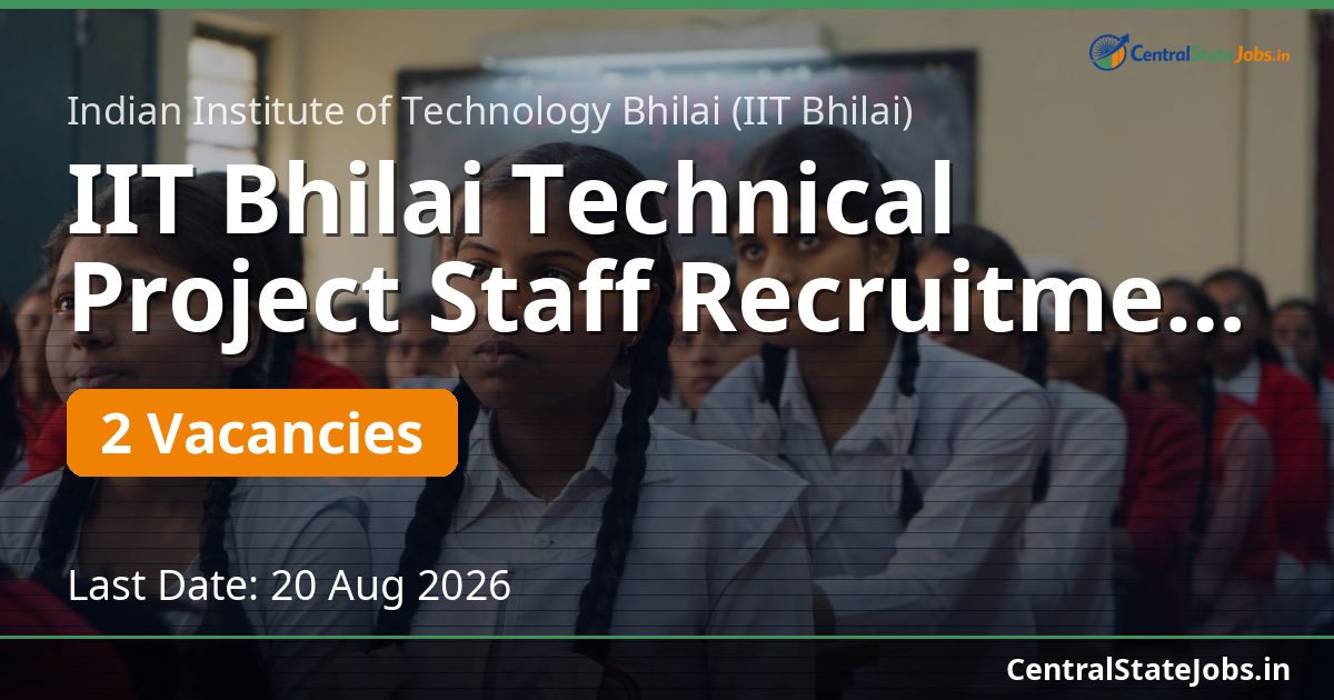 IIT Bhilai Technical Project Staff Recruitment 2026