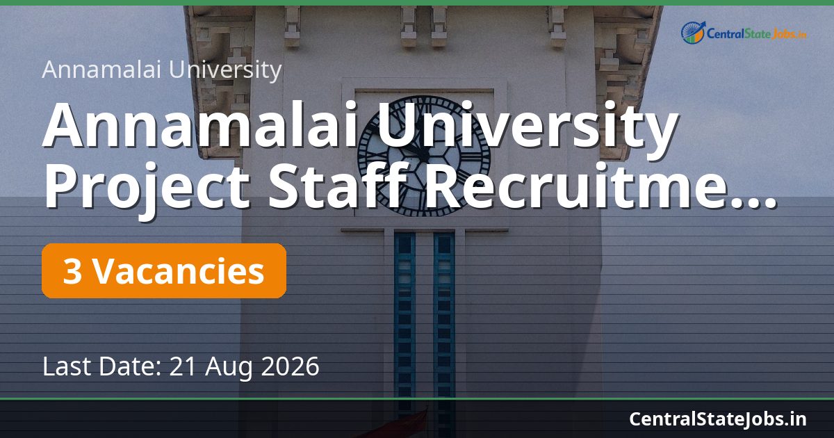 Annamalai University Project Staff Recruitment 2026