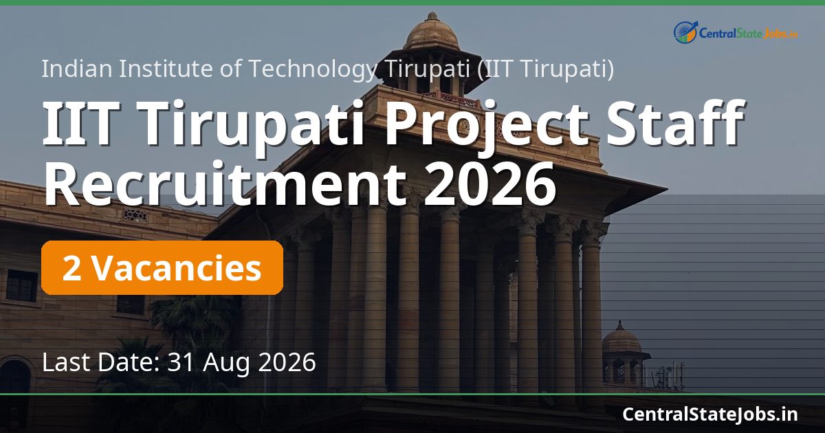 IIT Tirupati Project Staff Recruitment 2026