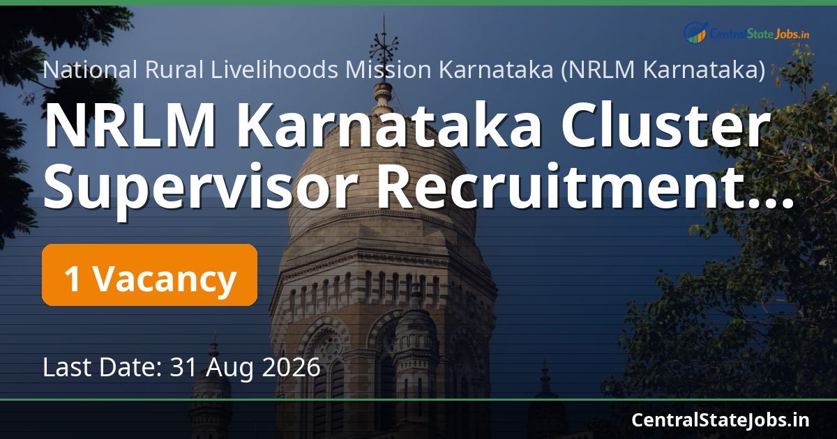 NRLM Karnataka Cluster Supervisor Recruitment 2026