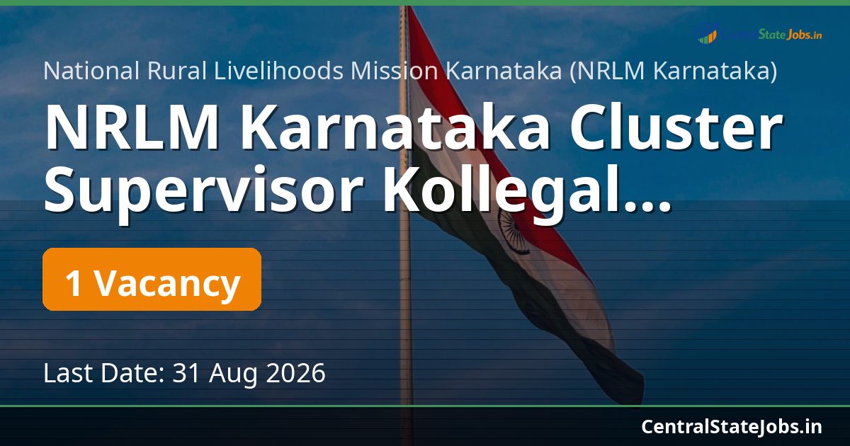 NRLM Karnataka Cluster Supervisor Kollegal Recruitment 2026