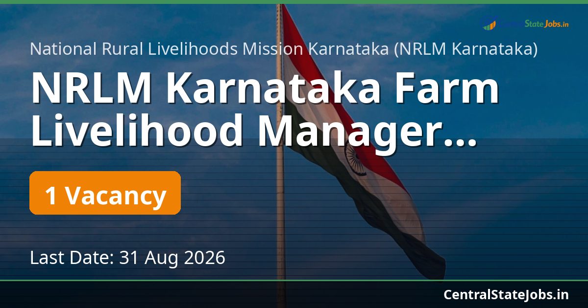 NRLM Karnataka Farm Livelihood Manager Recruitment 2026