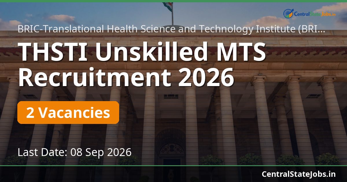 THSTI Unskilled MTS Recruitment 2026