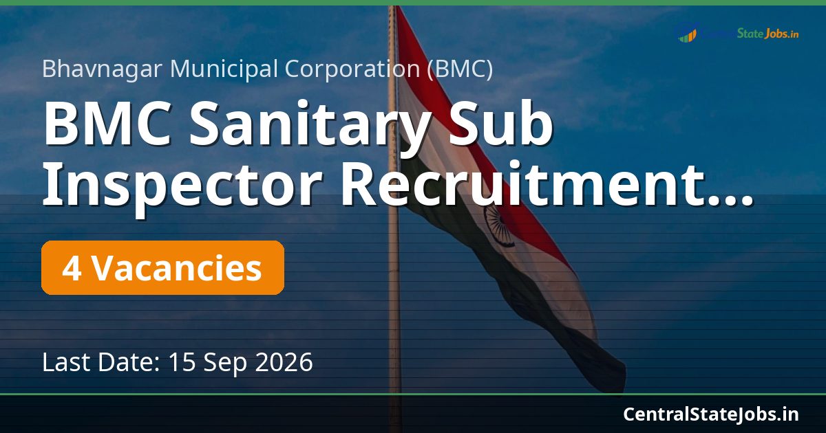 BMC Sanitary Sub Inspector Recruitment 2026