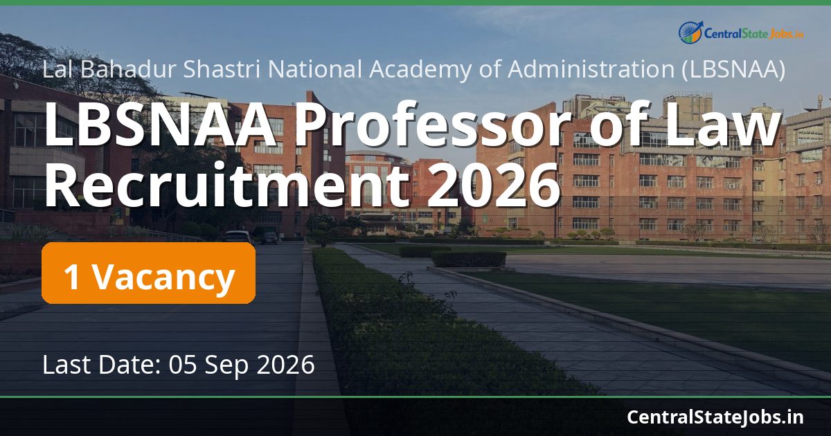 LBSNAA Professor of Law Recruitment 2026