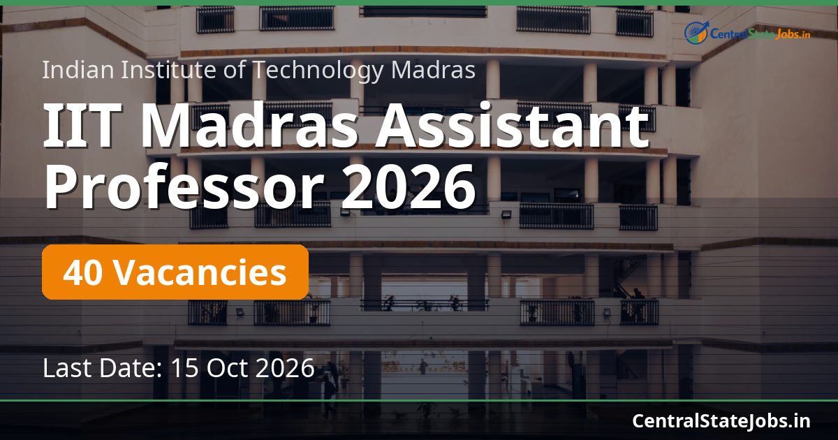 IIT Madras Assistant Professor 2026 — 40 Vacancies