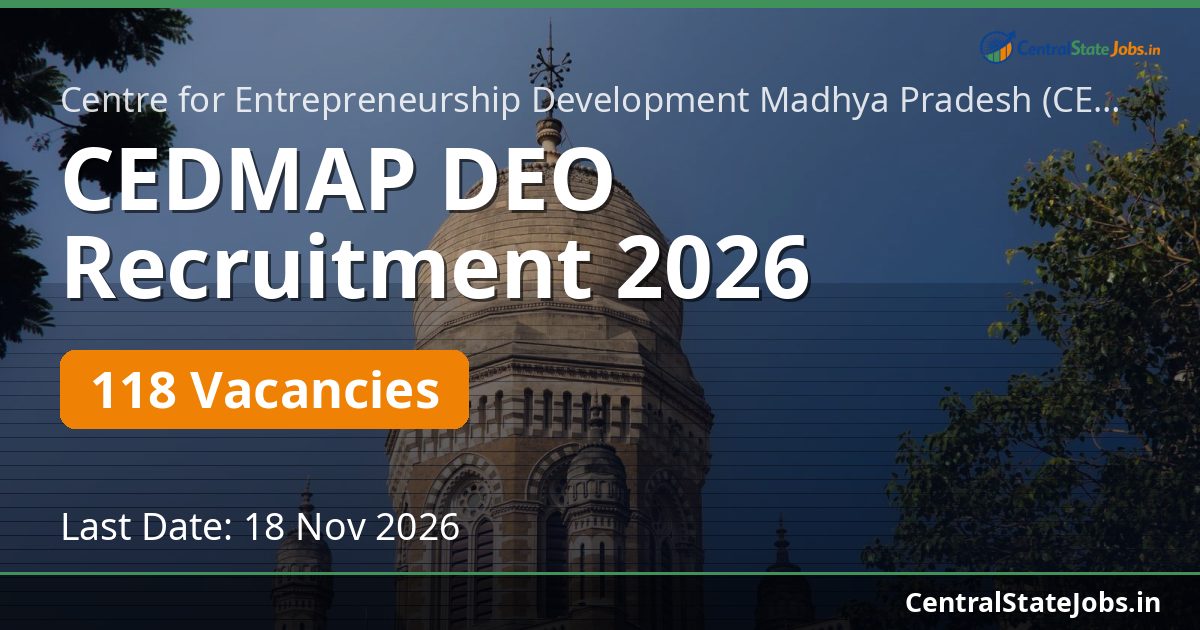 CEDMAP DEO Recruitment 2026 — 118 Vacancies